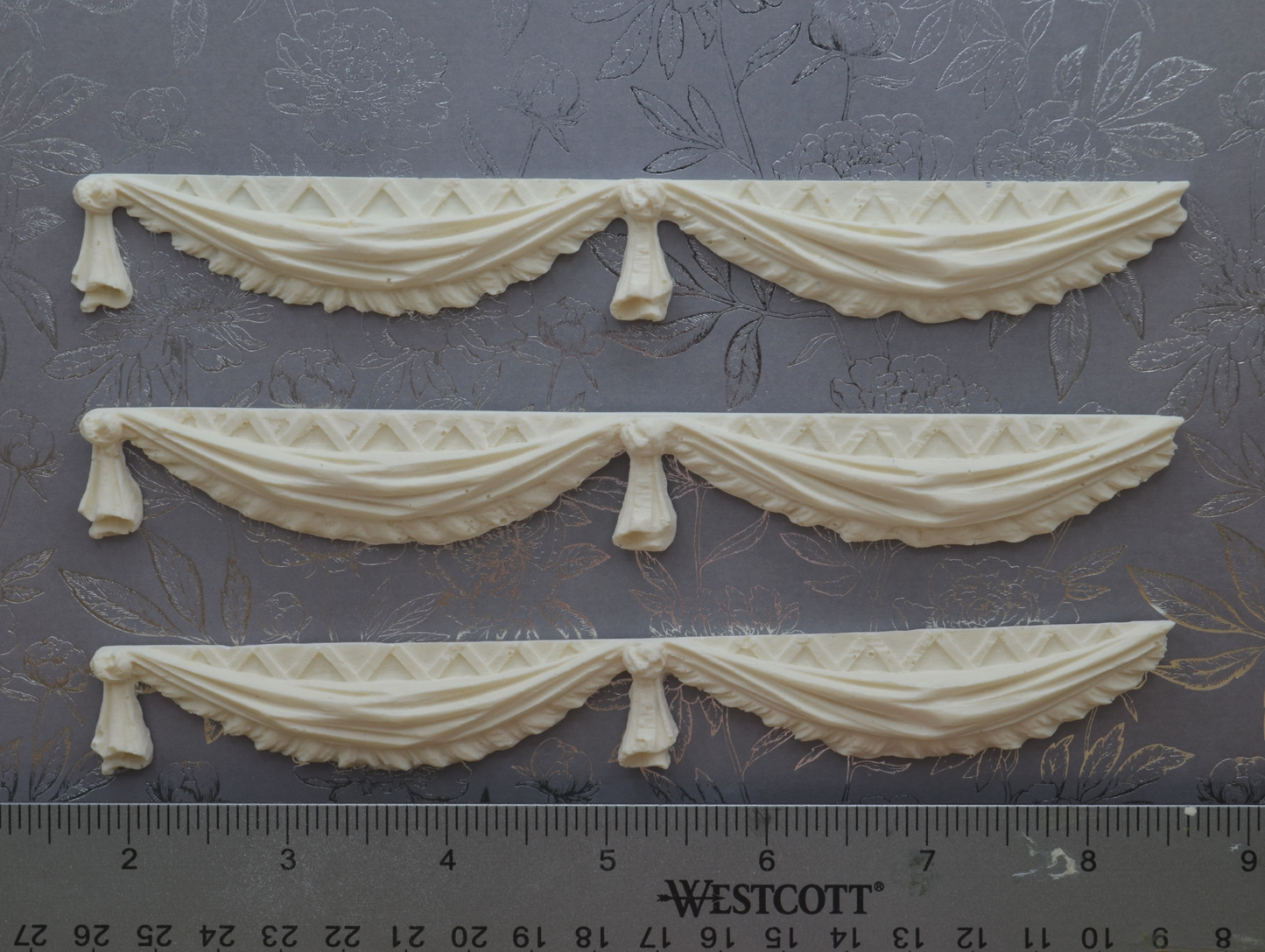 Ruffled Drapery Molding | 6" | Ornamentation for Dollhouse | Set of 3