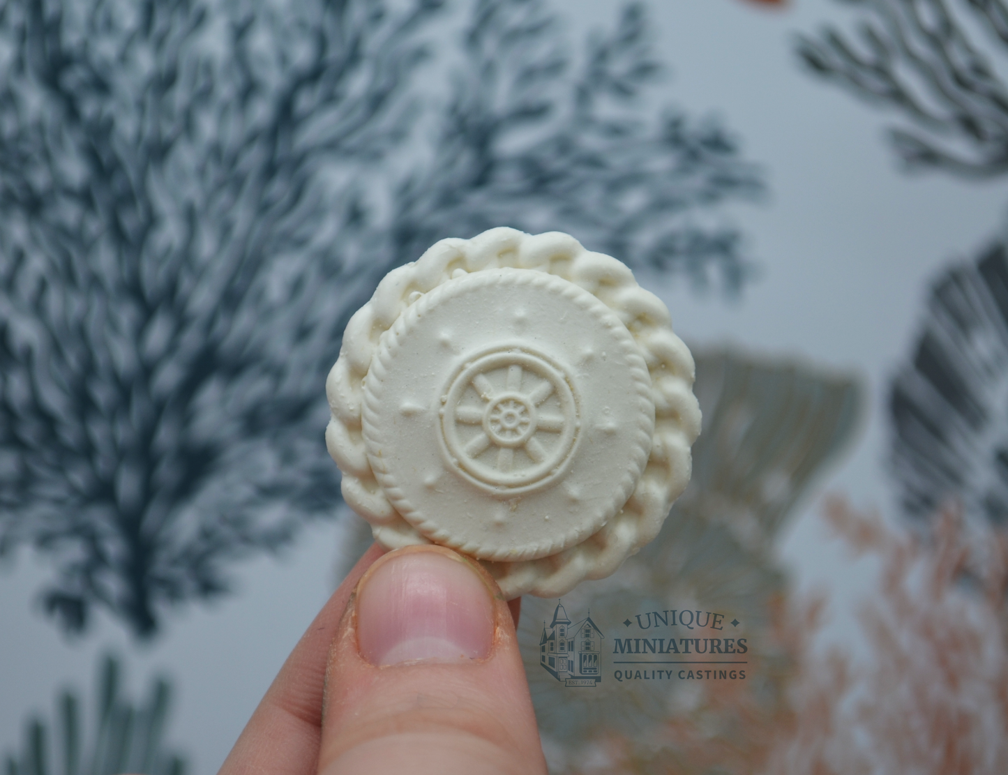 Ship's Wheel Medallion | Miniature Ceiling Carving | Set of Two
