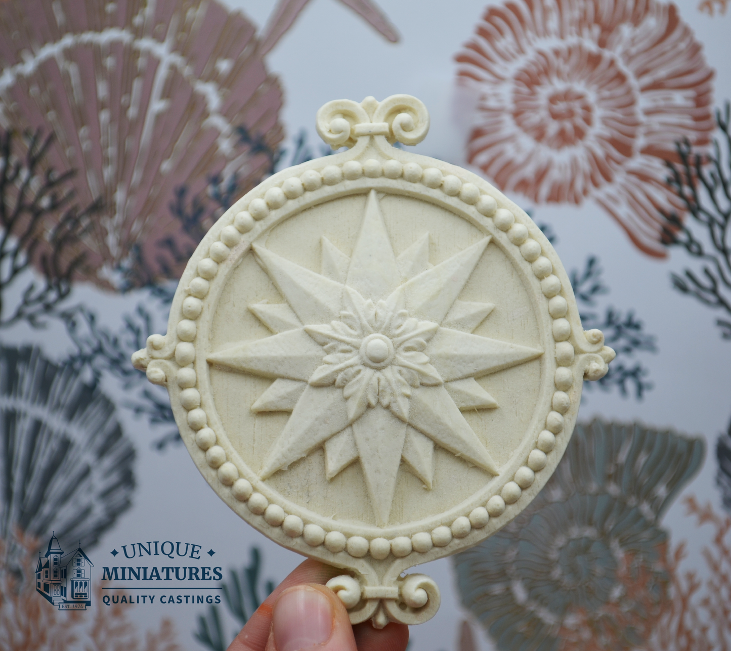 Snowflake Crest Medallion | Miniature Ceiling Carving