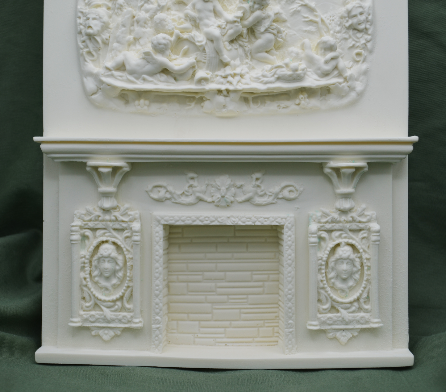Large Cherub Frieze Fireplace | Ornamentation for Dollhouse