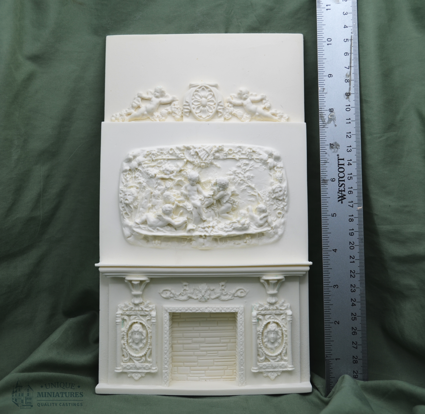 Large Cherub Frieze Fireplace | Ornamentation for Dollhouse