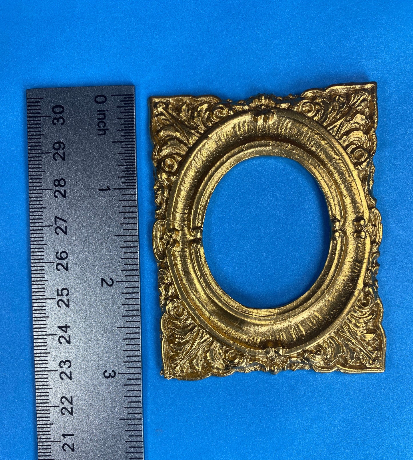 Gold Baroque Fern Frame | Miniature for Dollhouses | 3.25” x 2.5”