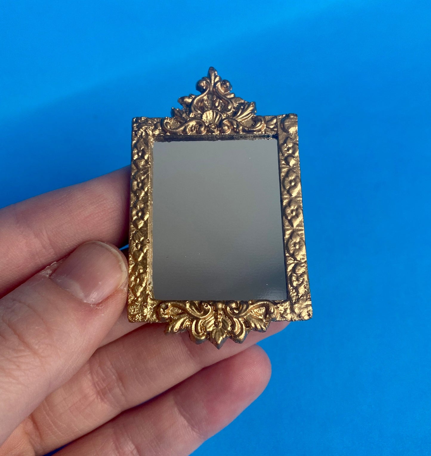 Short Baroque Mirror | 1 1/2” x 2" | Ornamentation for Dollhouse Miniatures
