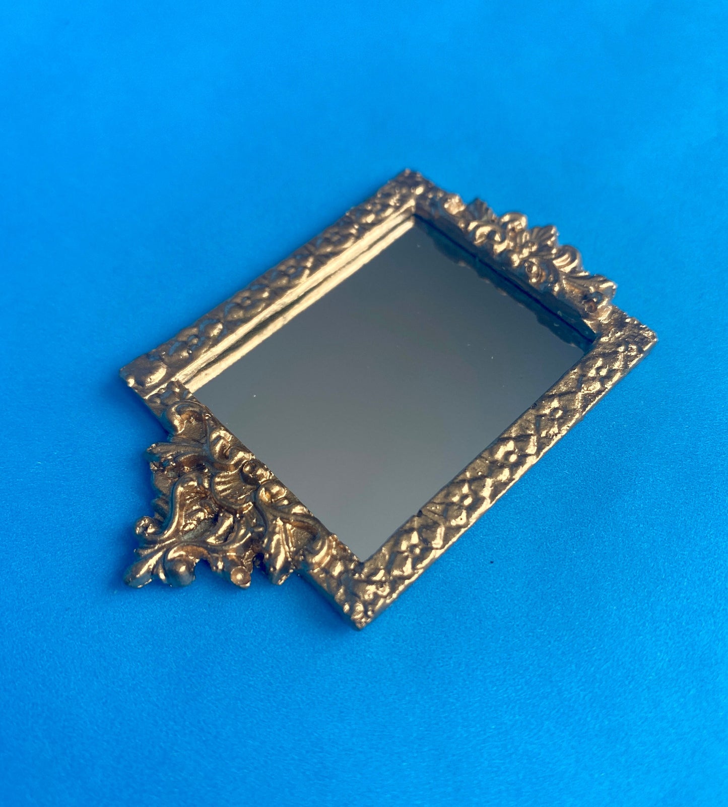 Short Baroque Mirror | 1 1/2” x 2" | Ornamentation for Dollhouse Miniatures