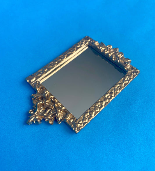 Short Baroque Mirror | 1 1/2” x 2" | Ornamentation for Dollhouse Miniatures