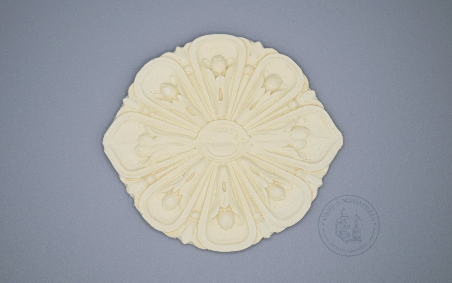 Tulip Medallion Ceiling Carving | 3" diameter | Miniature Appliqué