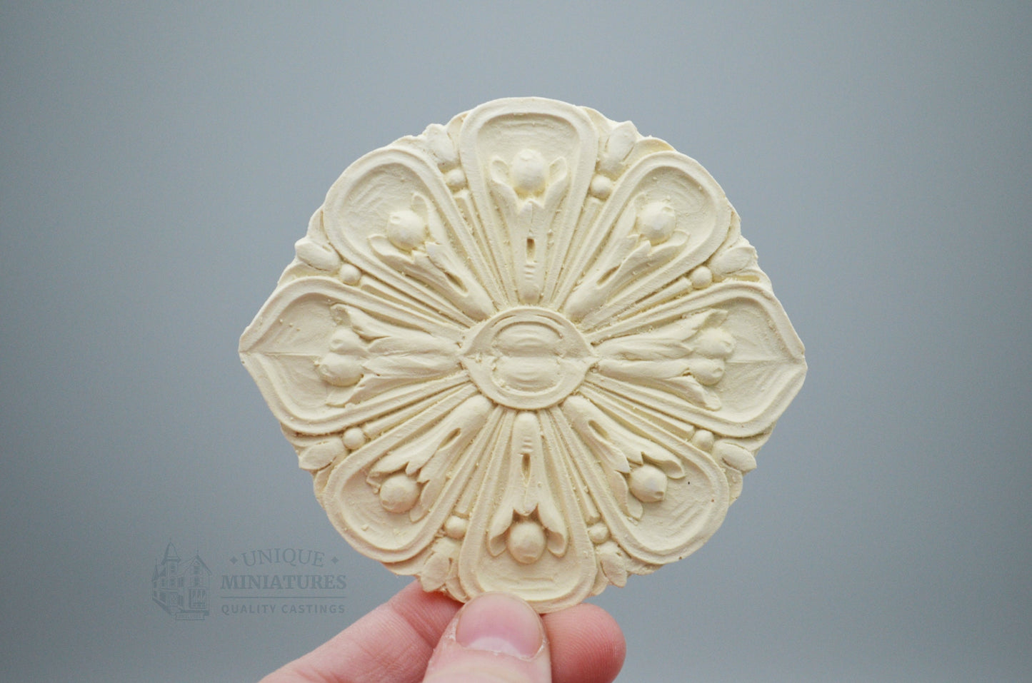 Tulip Medallion Ceiling Carving | 3" diameter | Miniature Appliqué