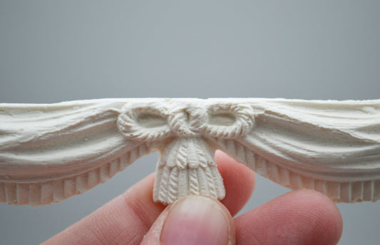Drapes and Bow Molding | 6" | Ornate Dollhouse Trim | Set of 3
