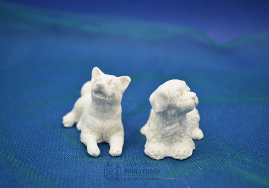 Minature Dog Statue | Ornamentation for Dollhouse | Set of 2
