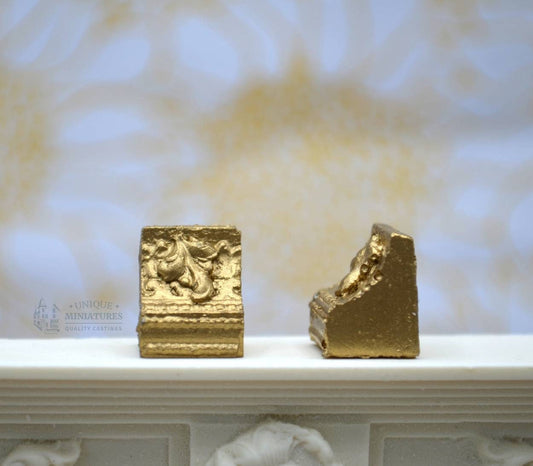 Ornate Miniature Leaf Bookend | Ornamentation for Dollhouse | Set of Two