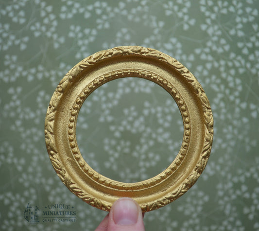 Circular Gold Leaf-Patterned Frame | Miniature for Dollhouses