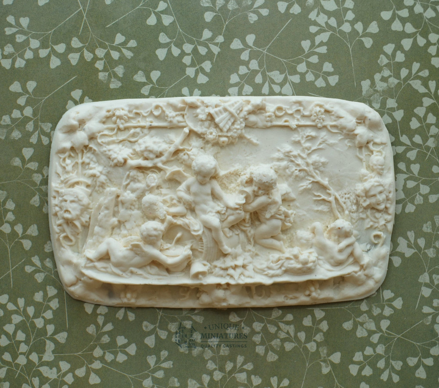 Ornate Cherub Frieze | Miniature Ceiling Carving for Dollhouse