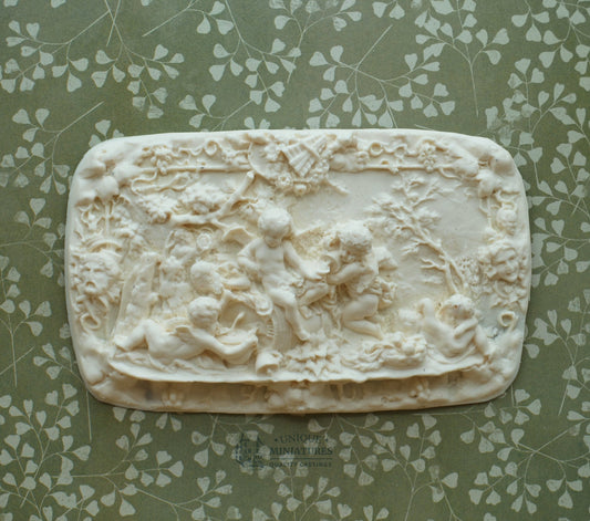 Ornate Cherub Frieze | Miniature Ceiling Carving for Dollhouse