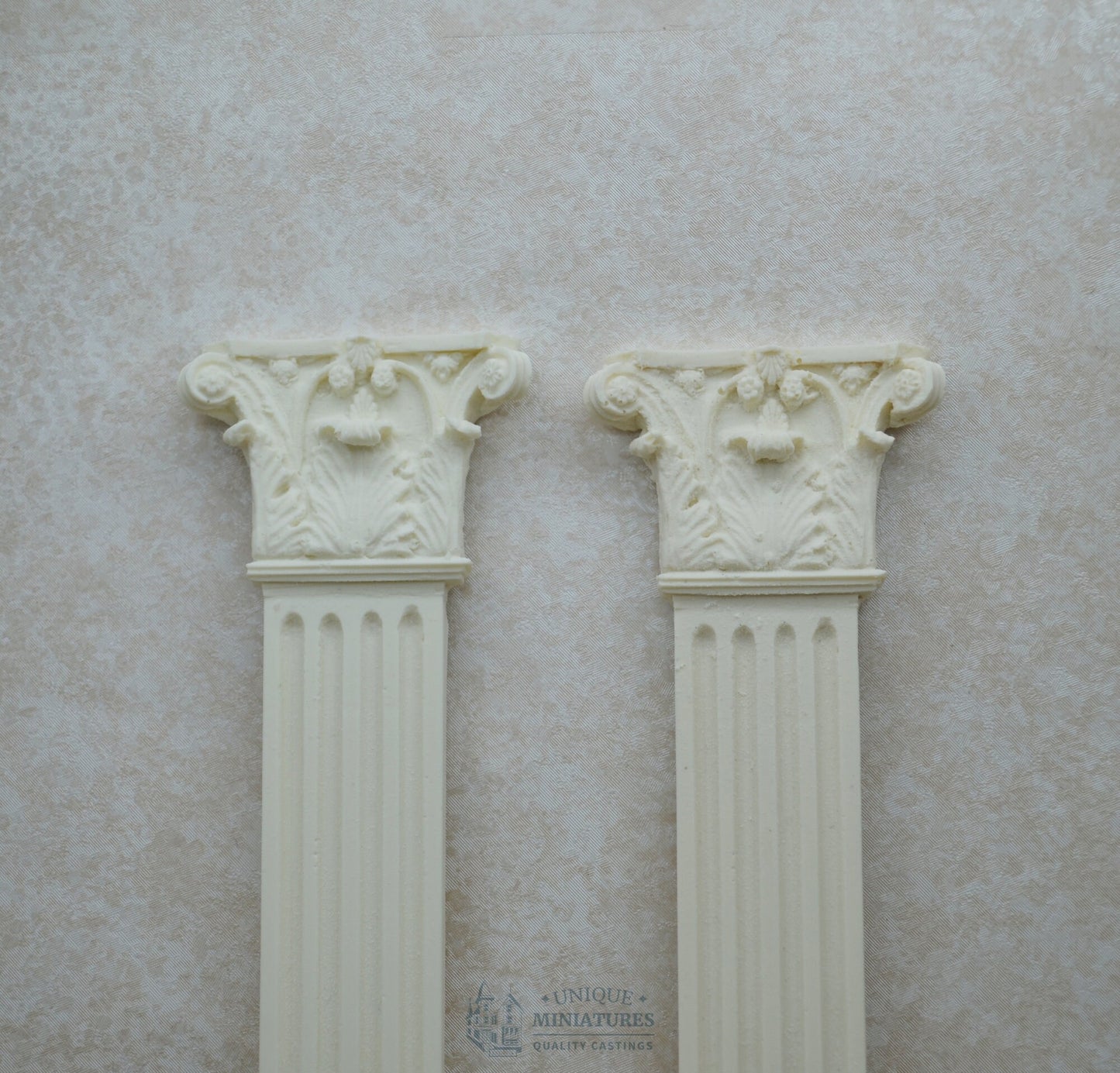 Flat-Backed Fern Column | Ornate Miniature Decor | Set of Two