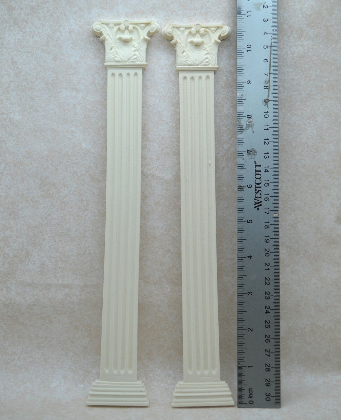 Flat-Backed Fern Column | Ornate Miniature Decor | Set of Two