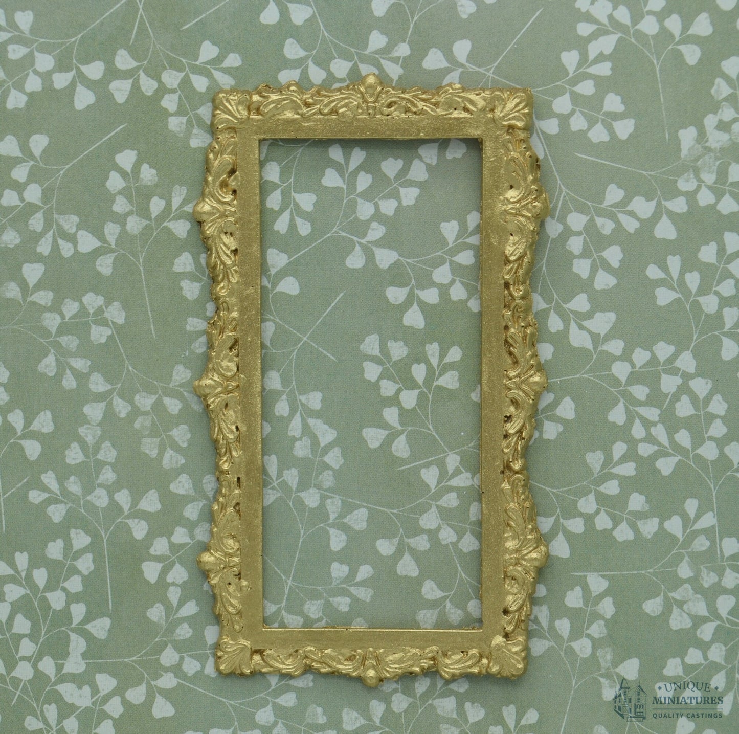 Gold Full-Length Nouveau Frame | Ornamentation for Dollhouse Miniatures