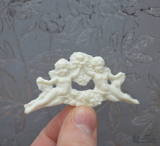 Floral Cherub Appliqués | Ornamentation for Dollhouse Miniatures | 2 Count
