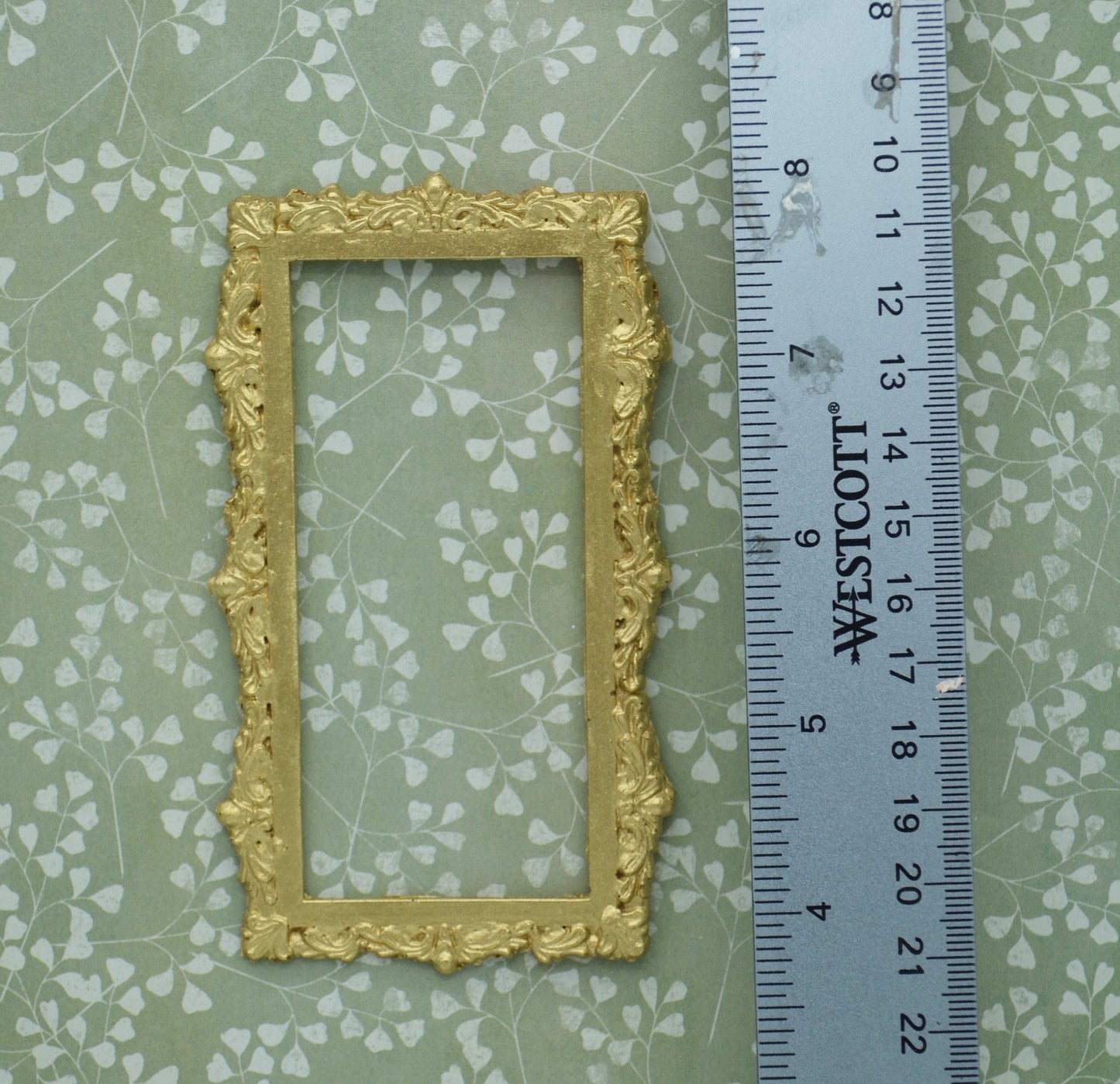Gold Full-Length Nouveau Frame | Ornamentation for Dollhouse Miniatures