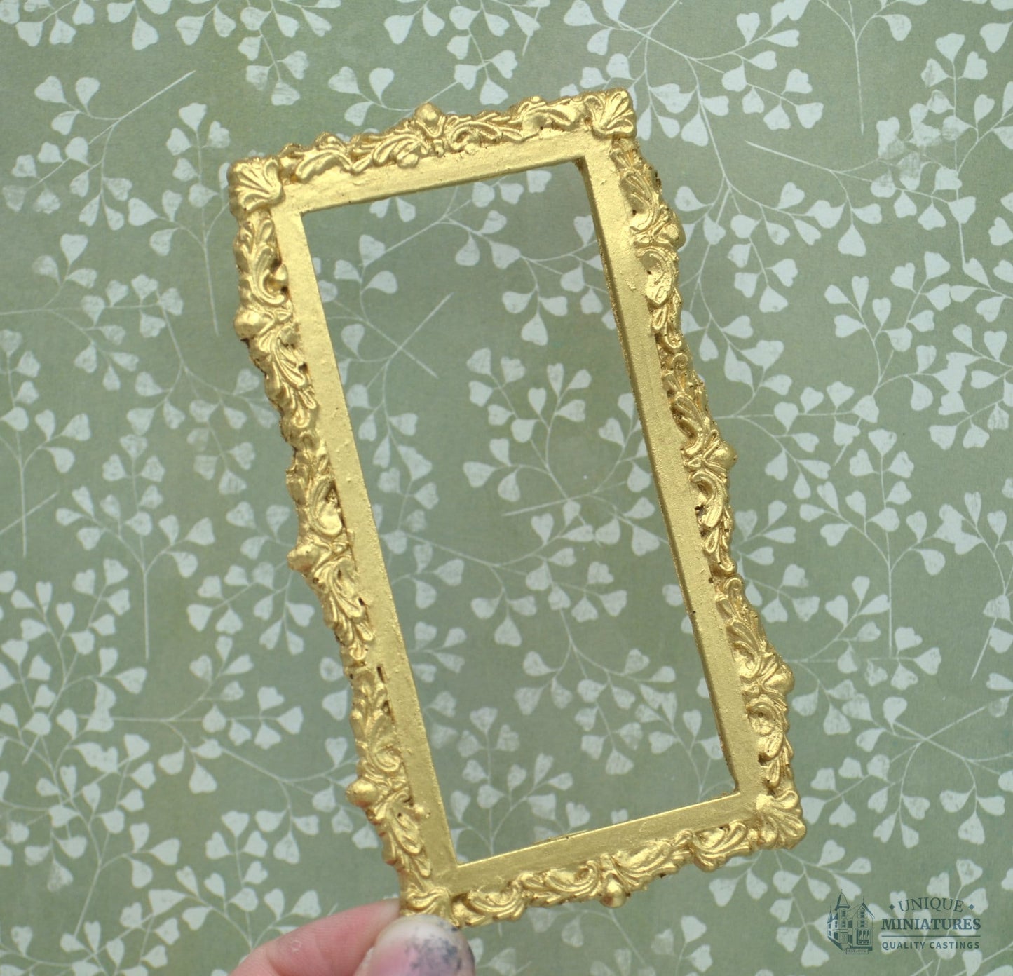 Gold Full-Length Nouveau Frame | Ornamentation for Dollhouse Miniatures