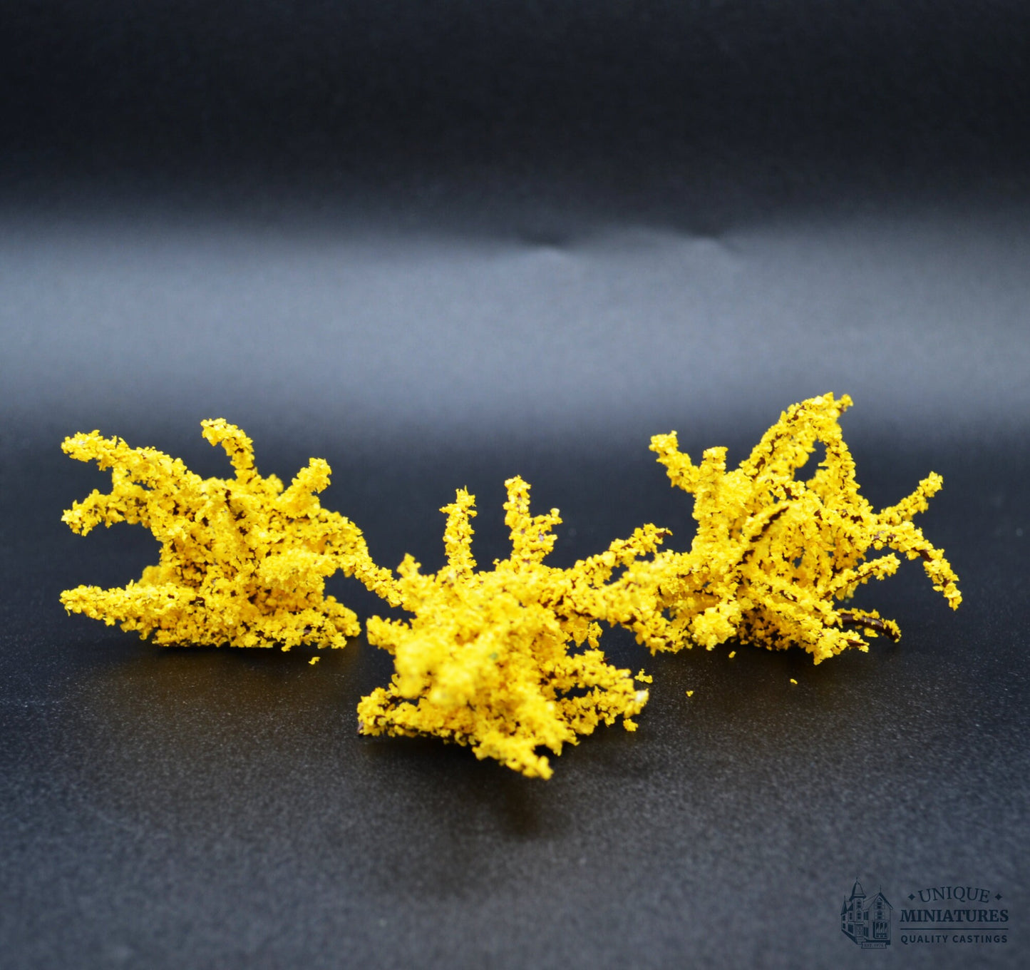 Tiny Forsythia Bush | 1 Inch | Set of Three | Miniature for Dollhouse Garden