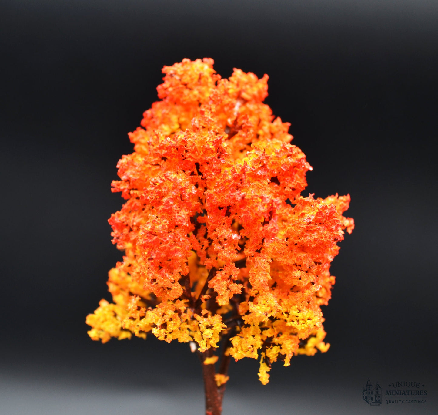 3 Inch Red Orange Autumn Tree with Textured Trunk | 3 Inches | Set of Four | Miniature for Dollhouse Garden
