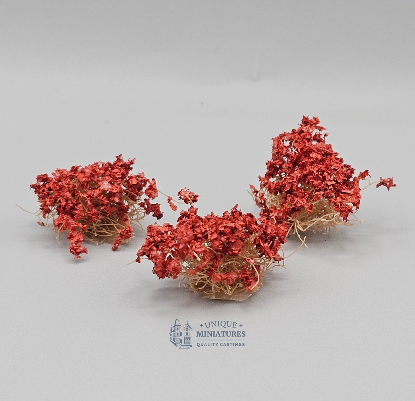 Tiny Rust Brittle Bushes | 1/2 Inch | Set of 3 | Miniature for Dollhouse Garden
