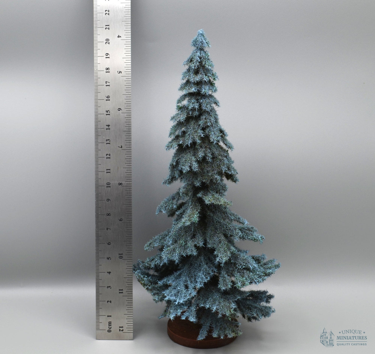 Blue Spruce on Round Base | 8 Inches | Dollhouse Miniature for Garden