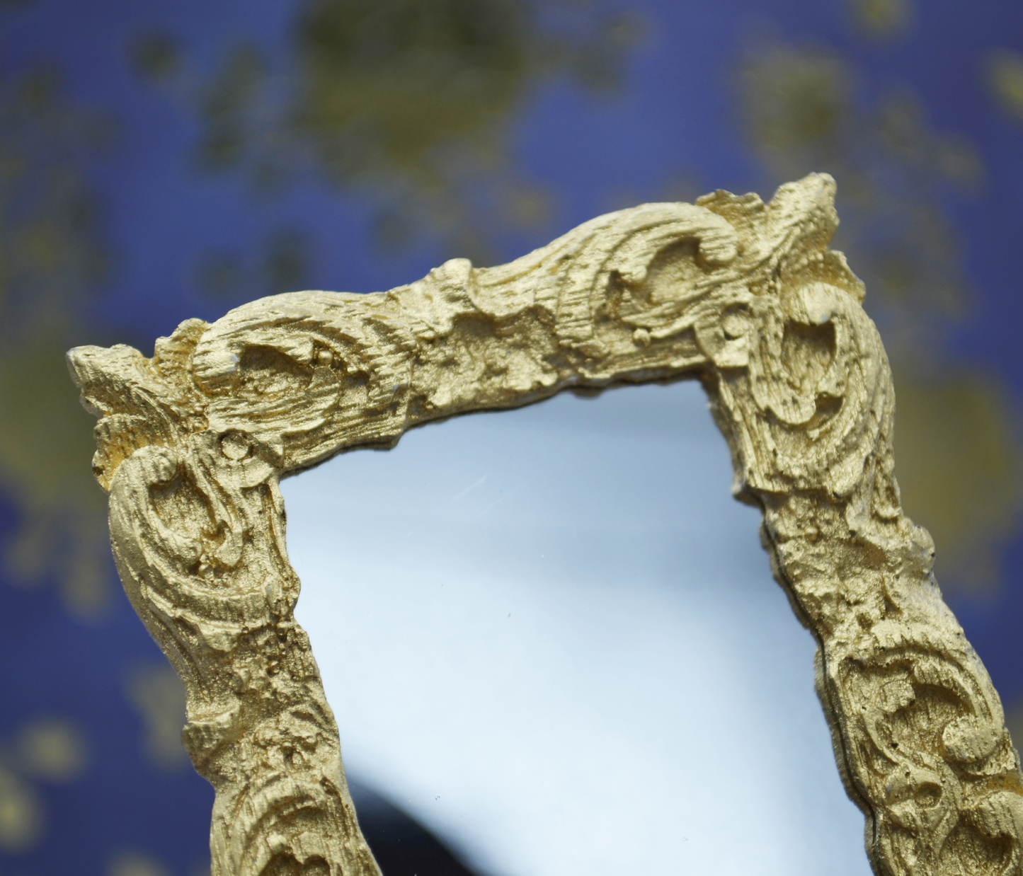 Golden Italian Rococo Mirror | 2 1/2” x 3 3/4” | Ornamentation for Dollhouse Miniatures