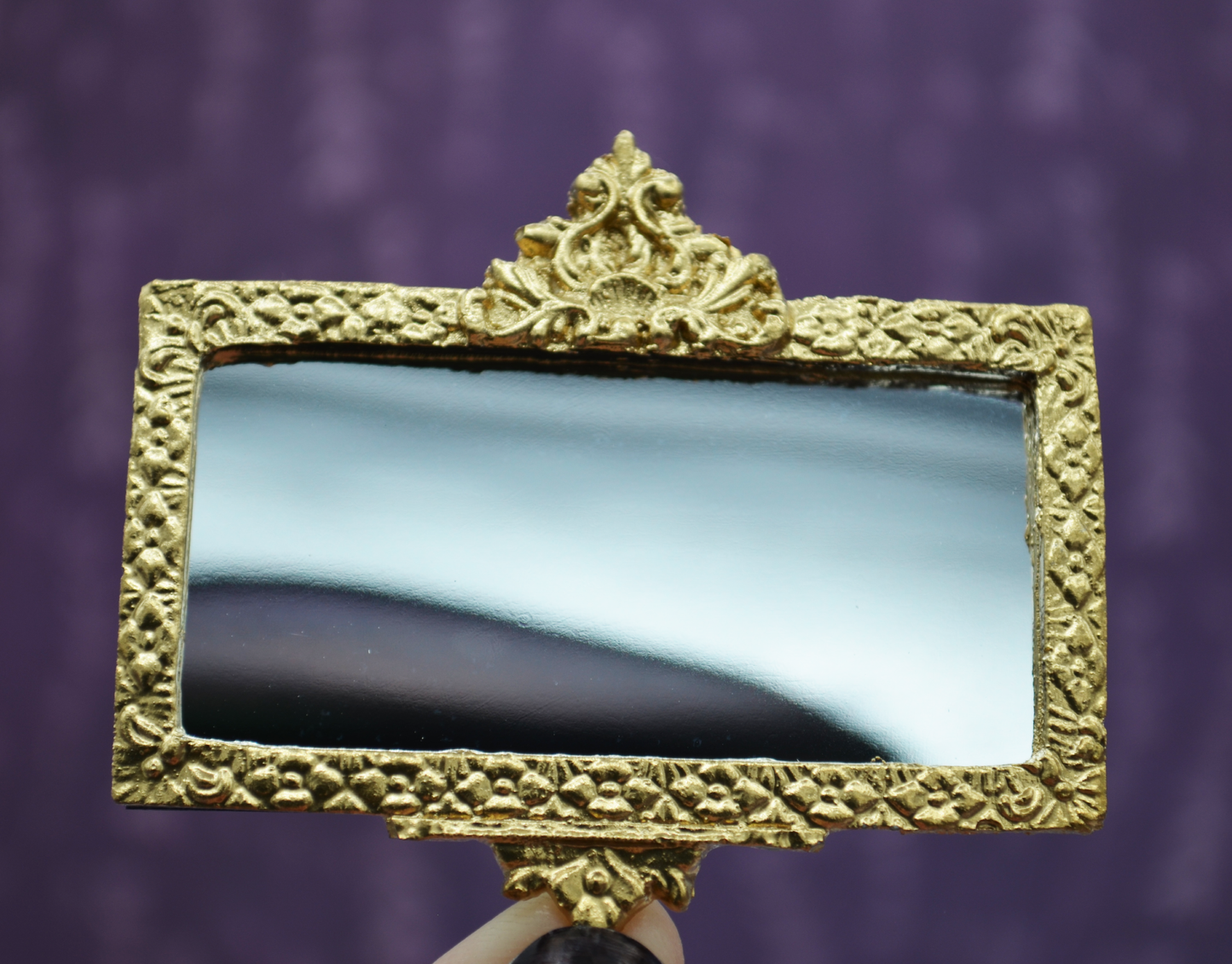 Horizontal Baroque Mirror for Miniature Houses | 2 3/4” x 1 1/2" | Dollhouse Design