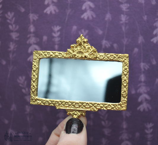 Horizontal Baroque Mirror for Miniature Houses | 2 3/4” x  1 1/2" | Dollhouse Design