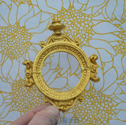 Gilded Round Urn Frame | Miniature for Dollhouses | 3.5” x 2.75”