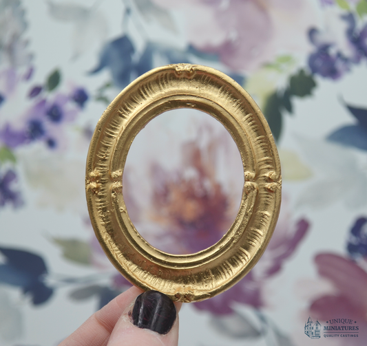 Ribbed Gold Oval Frame | Miniature for Dollhouses | 2.75” x 2.25”