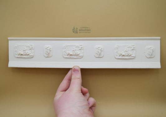Baroque Frieze Wainscoting | 12" x 23/8" | Ornamentation for Dollhouse Miniatures