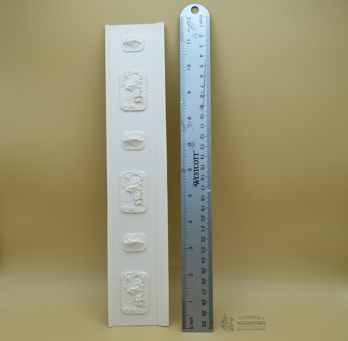 Baroque Frieze Wainscoting | 12" x 23/8" | Ornamentation for Dollhouse Miniatures