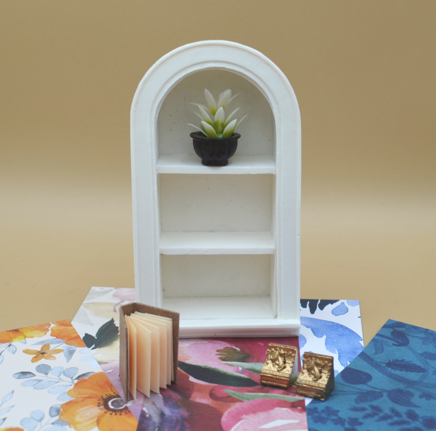 DIY Lined Miniature Bookcase Kit for Dollhouse