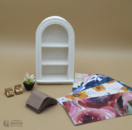DIY Lined Miniature Bookcase Kit for Dollhouse