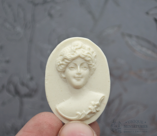 Cameo Bust of Woman with Garland | Decorative Appliqué | Ornamentation for Dollhouse Miniatures