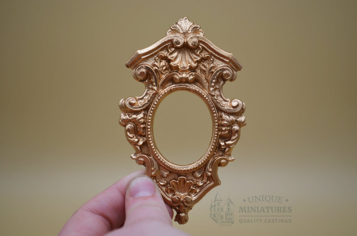 Ornate Gold Shell Frame for Tiny Art | Miniature for Dollhouses