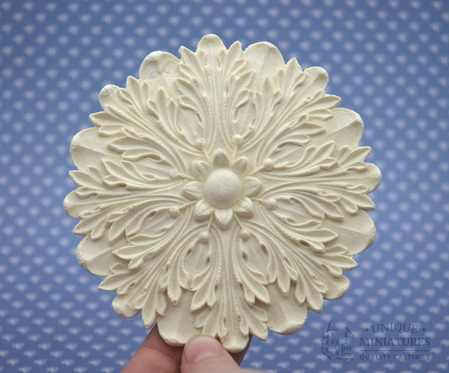 Dainty Flower Medallion  | Ceiling Carving |  4 1/4"