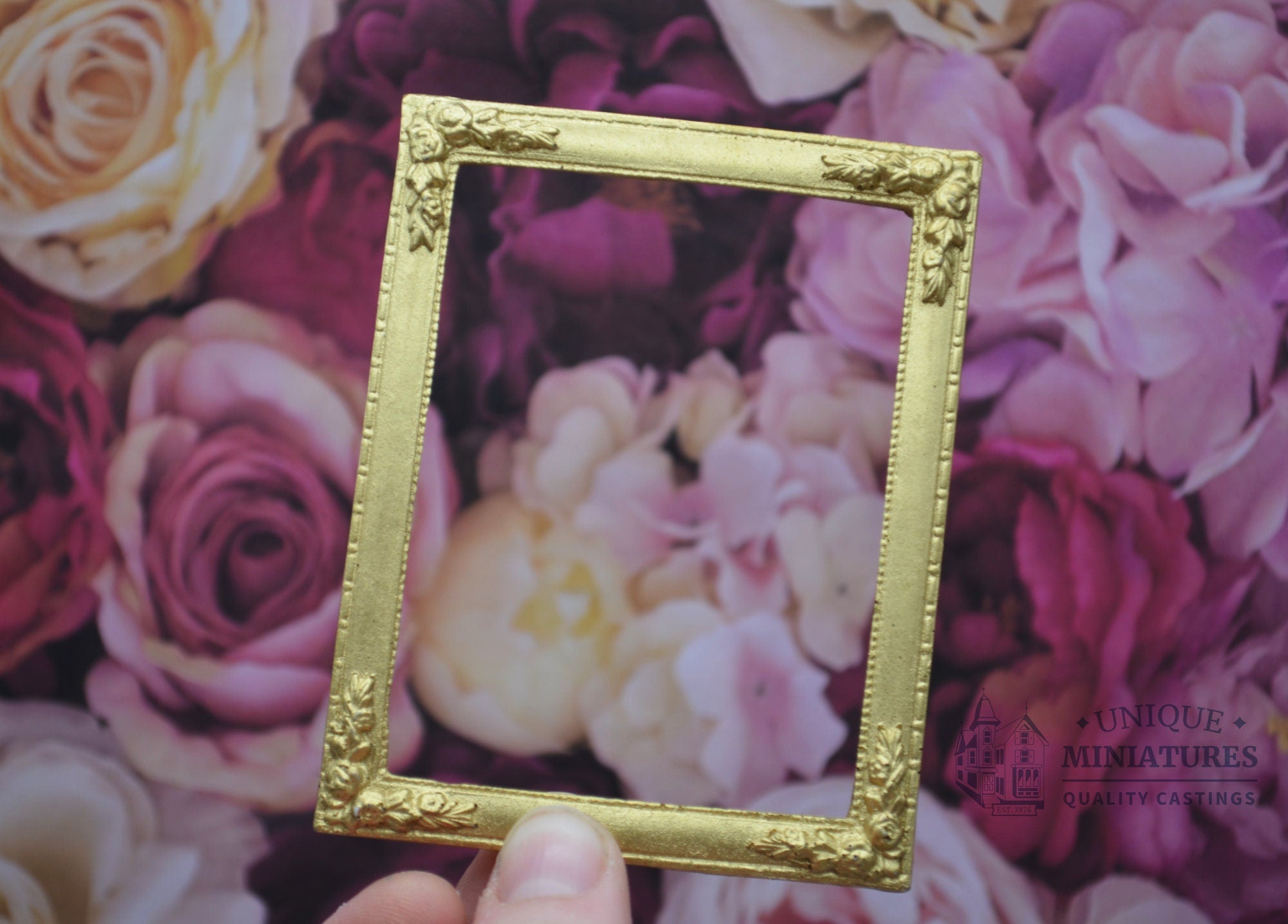 Gilded Square Rose Frame | Miniature for Dollhouses – uniqueminiatureswv