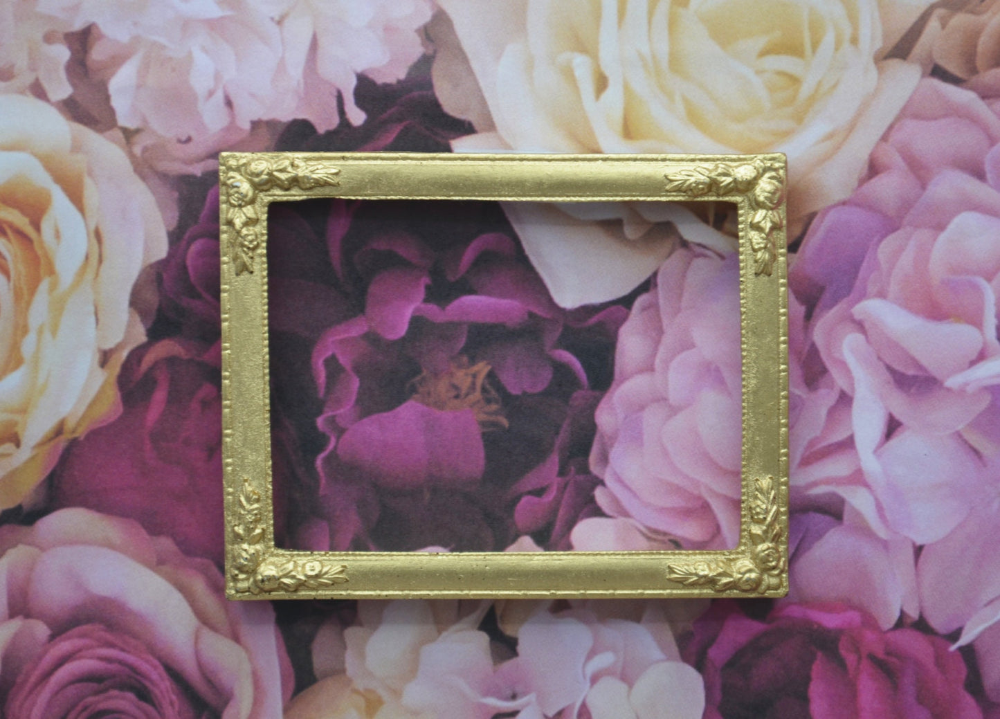 Gilded Square Rose Frame | Miniature for Dollhouses