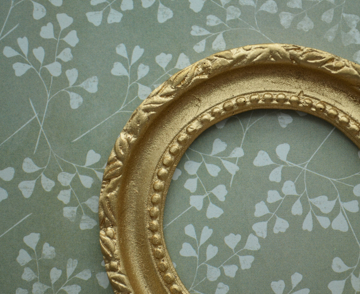 Circular Gold Leaf-Patterned Frame | Miniature for Dollhouses