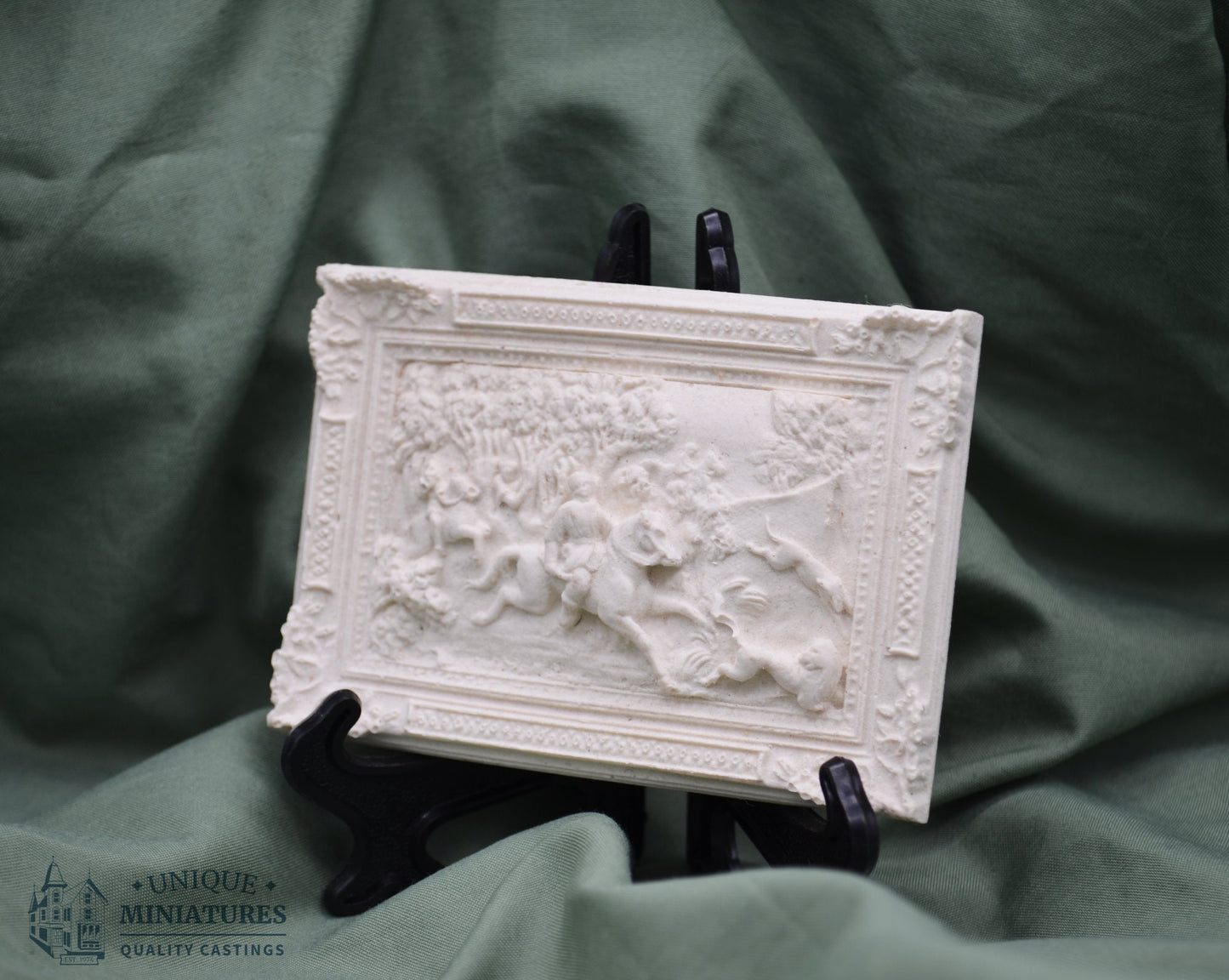 The Chase | Framed Hunting Scene | Miniature Wall Carving