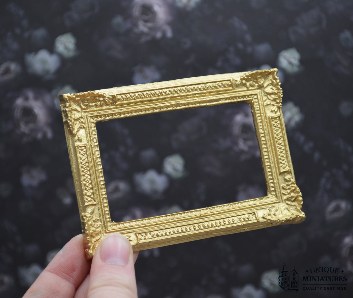 Large Gold Chrysanthemum Frame | Miniature for Dollhouses
