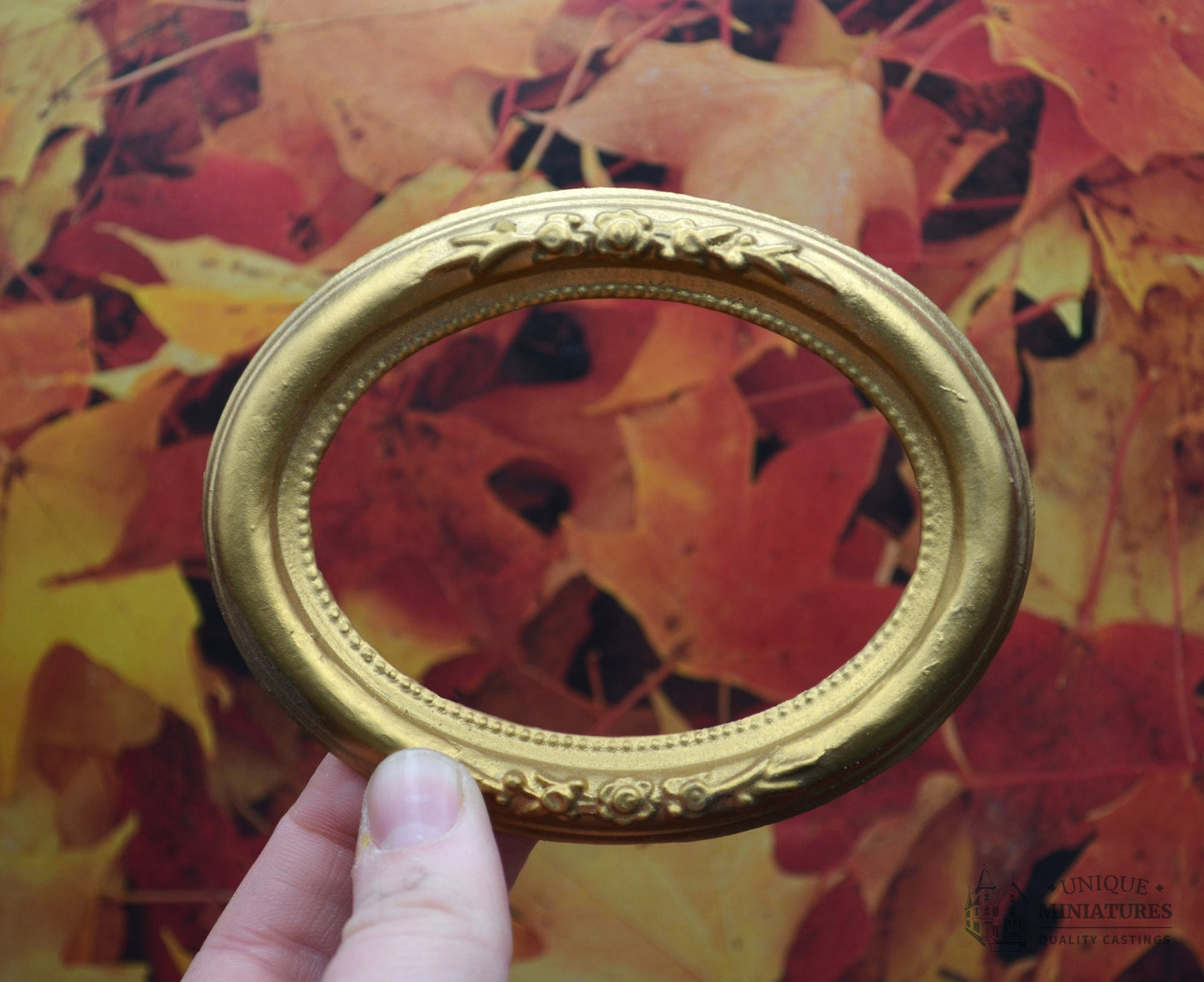 Golden Rose Oval Frame | Miniature for Dollhouses