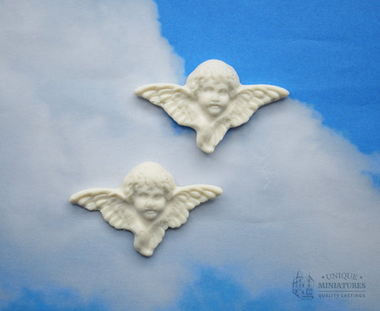 Small Angel Head Appliqué | Ornamentation for Dollhouse | 2 Count
