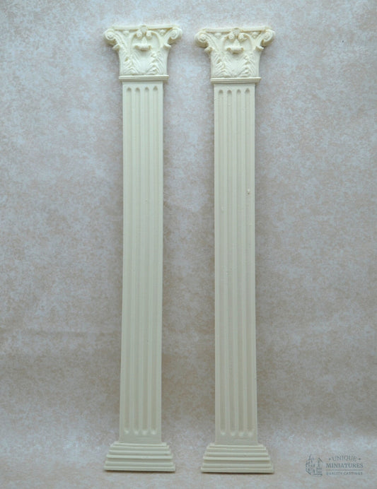 Flat-Backed Fern Column | Ornate Miniature Decor | Set of Two