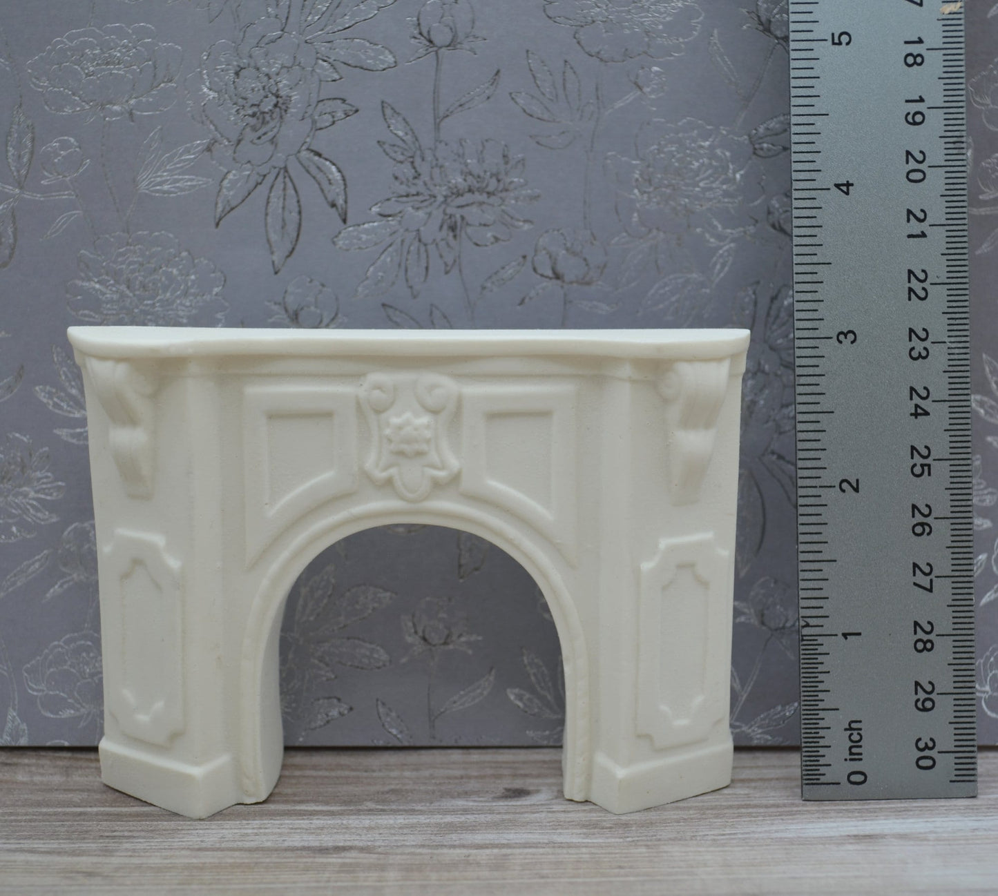 Geometric Crest Fireplace | Ornamentation for Dollhouse Miniatures