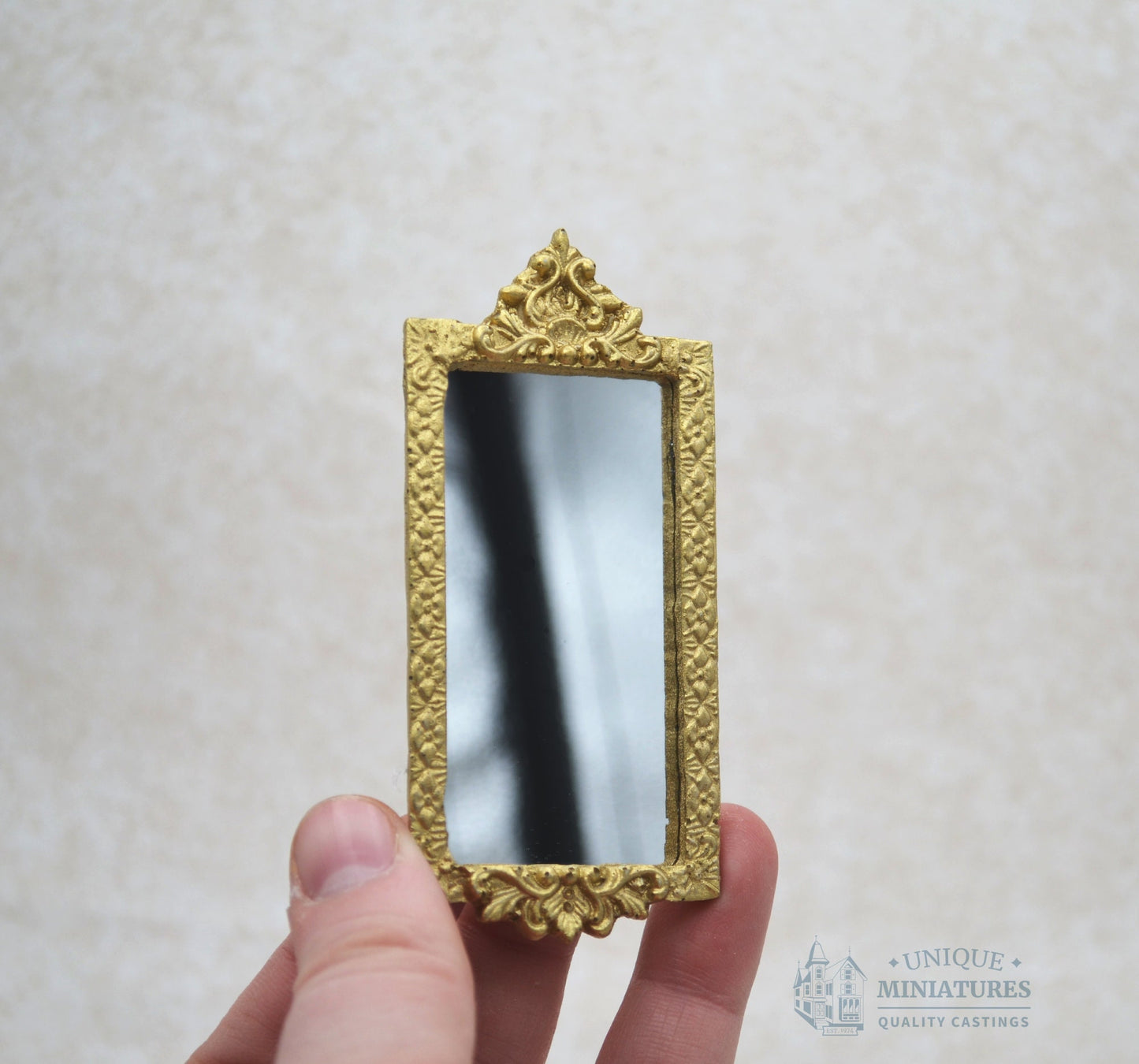 Vertical Baroque Gold Mirror | Ornamentation for Dollhouse
