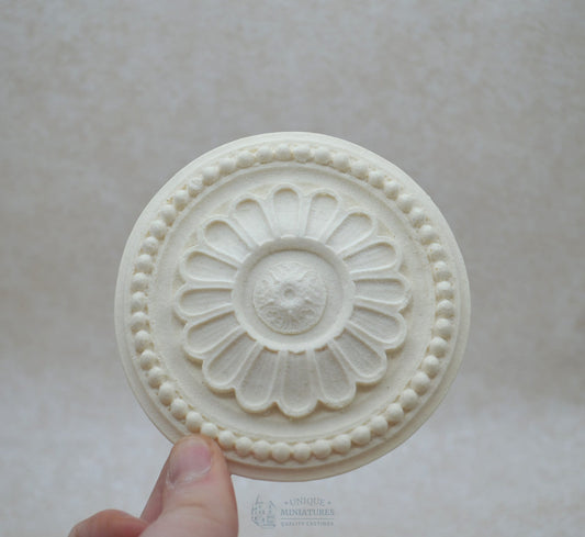 Beaded Daisy Medallion | Miniature Ceiling Carving for Dollhouse